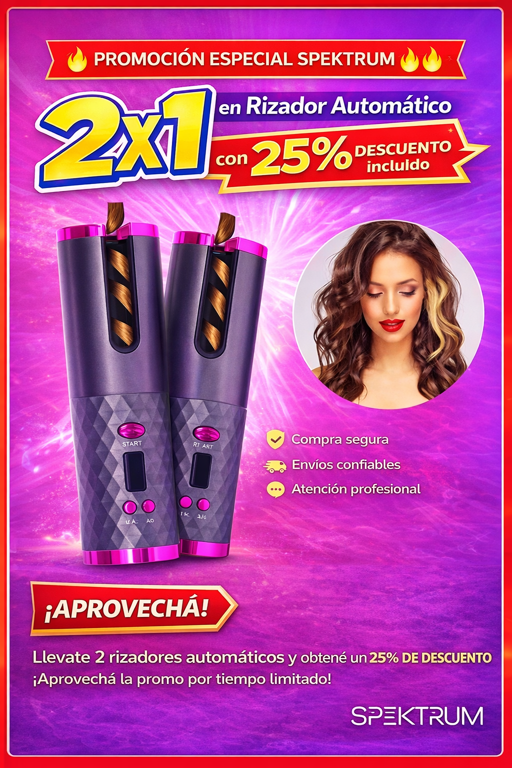 Rizador Inalambrico Para Cabello